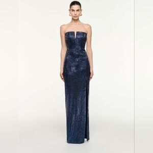 Roland Mouret Embellished strapless crêpe gown